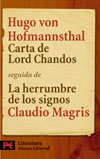 Descargar CARTA DE LORD CHANDOS SEGUIDA DE LA HERRUMBRE DE LOS SIGNOS: HOFMANNSTHAL Y LA CARTA DE LORD CHANDOS DE CLAUDIO MAGRIS